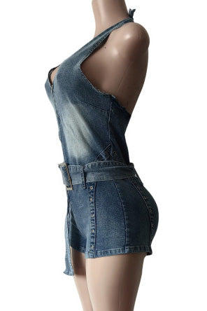 Halter Neck Tie-Waist Romper Lavish Daily