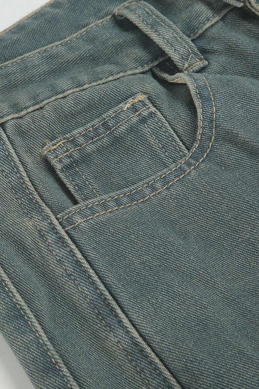 Vintage Distressed Denim Straight Jeans Lavish Daily