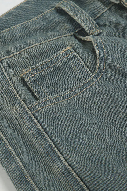 Vintage Distressed Denim Straight Jeans Lavish Daily