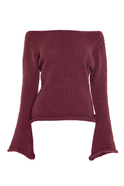Off Shoulder Knitted Sweater Lavish Daily