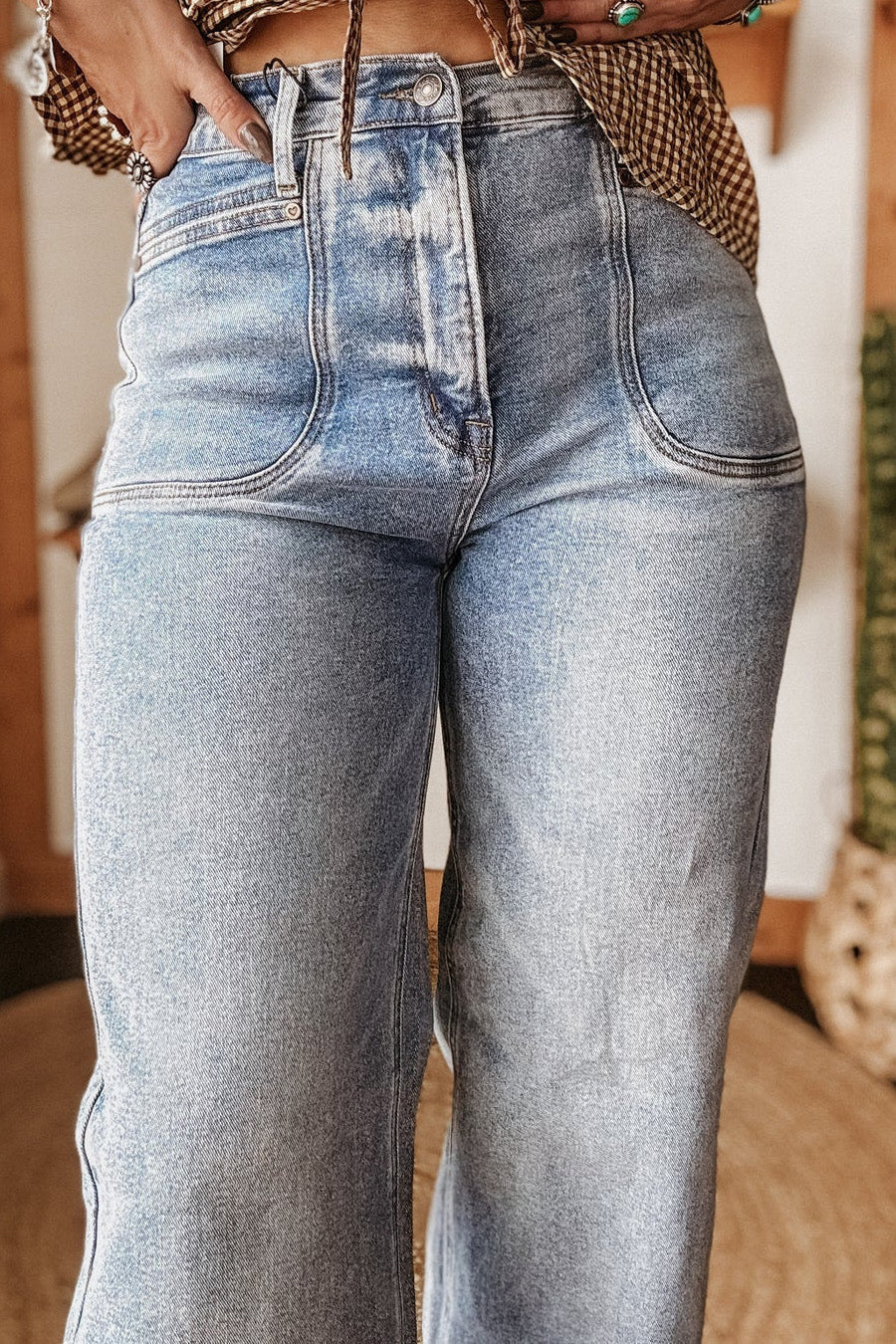 Washed Stretch Mid-Rise Straight Jeans Lavish Daily