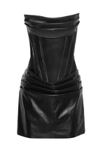 Ruched Leather Bodycon Mini Dress LavishDaily