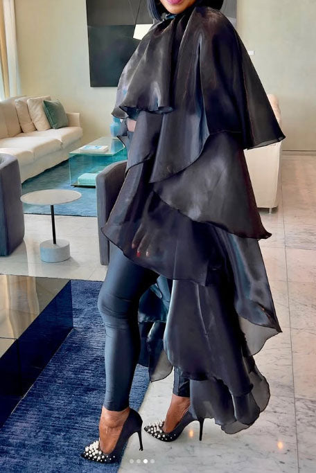 Casual Satin Cape Blouse Lavish Daily