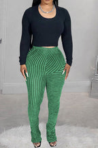 Striped Fuzzy Leggings Lavish Daily