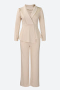 Lapel Blazer & Pants Set Lavish Daily