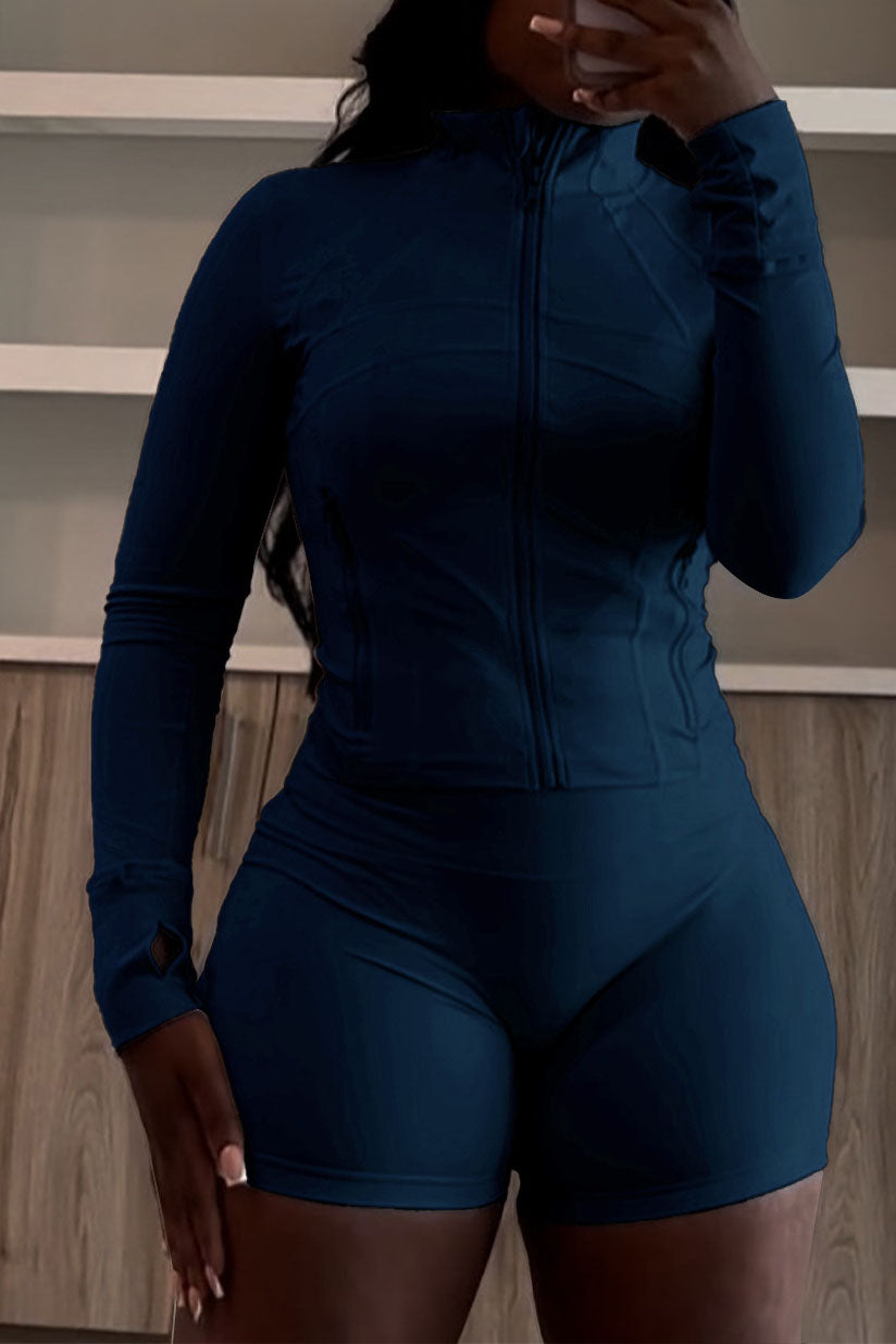 Long Sleeve Crop Top and Shorts Set Lavish Daily