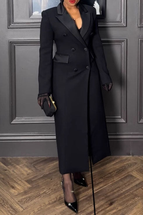 Black Double-Breasted Tuxedo Coat Lavish Daily