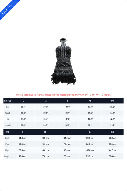 Rhinestone Halter Feather Trim Mini Dress Lavish Daily
