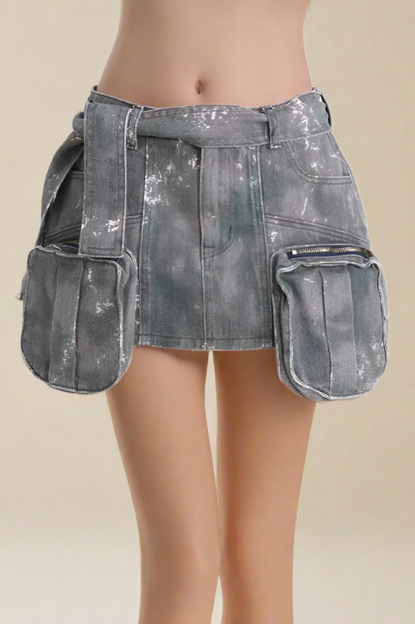 Camouflage Slim Patchwork Pocket Cargo Skirt Lavish Daily