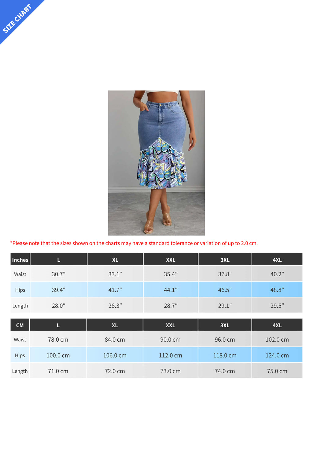 Plus Size Floral Patchwork Denim Skirt Lavish Daily