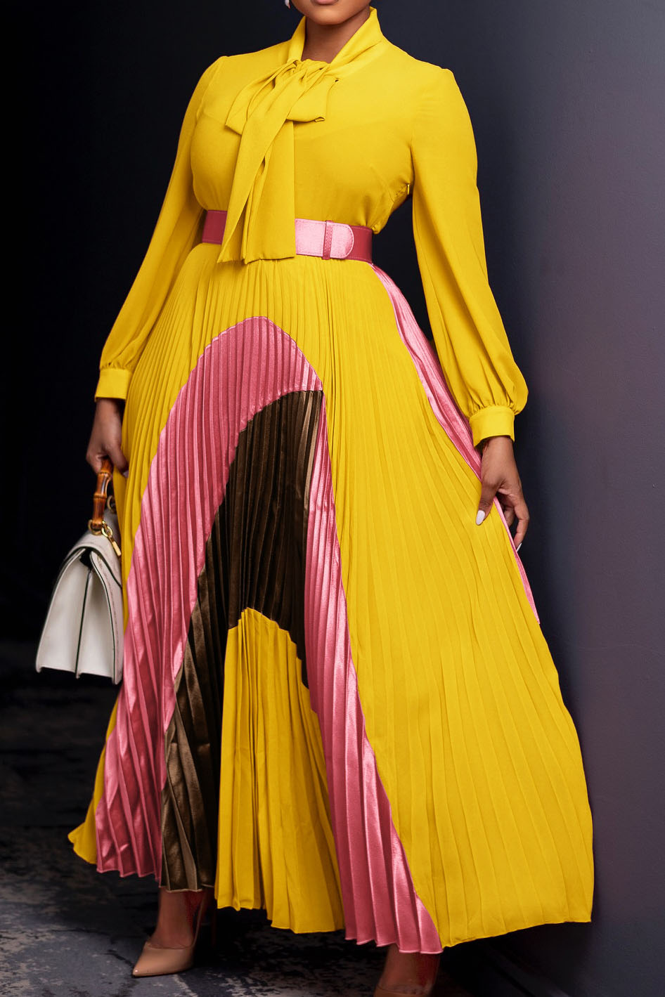 Long-Sleeved Top Elegant Pleated Dress Lavish Daily