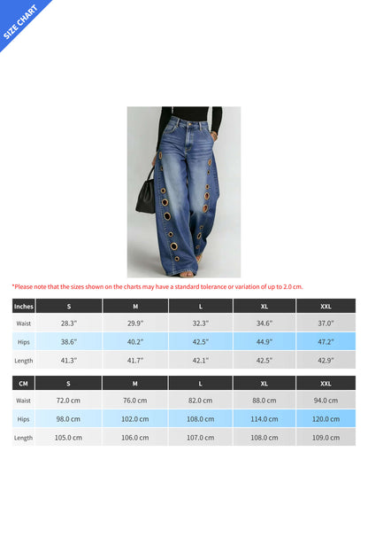 Statement Grommet Wide Leg Jeans Lavish Daily