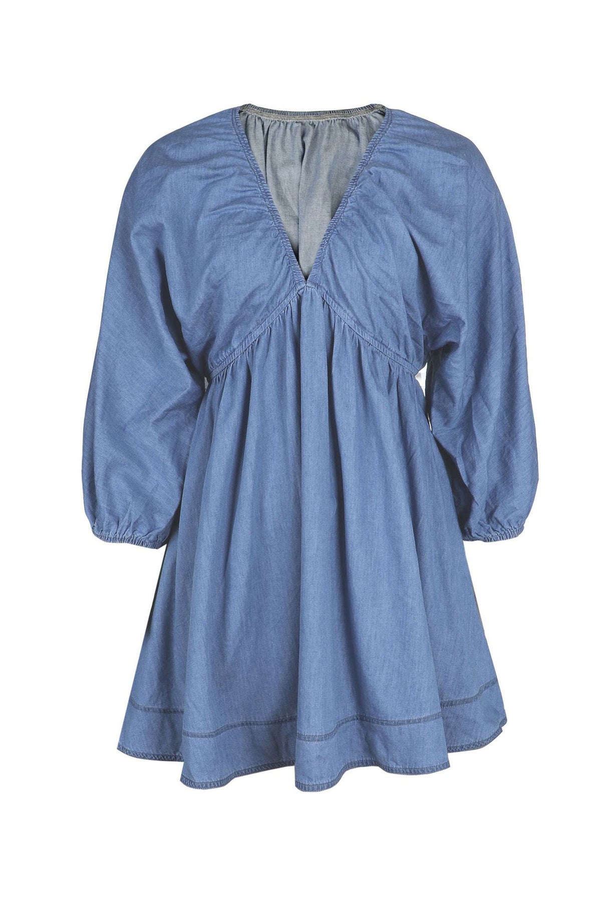Boho Denim Puff Sleeve Mini Dress Lavish Daily