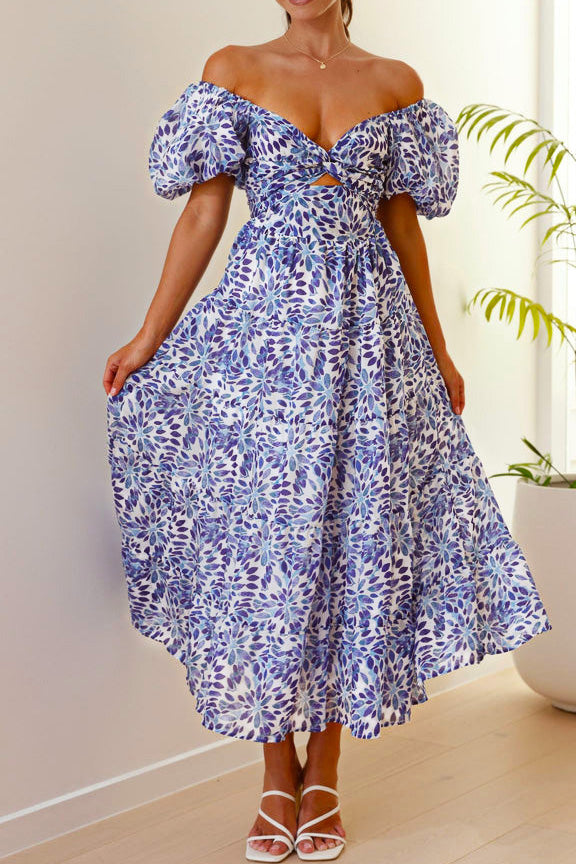 Seaside Printed Puff Sleeve Dress Lavish Daily