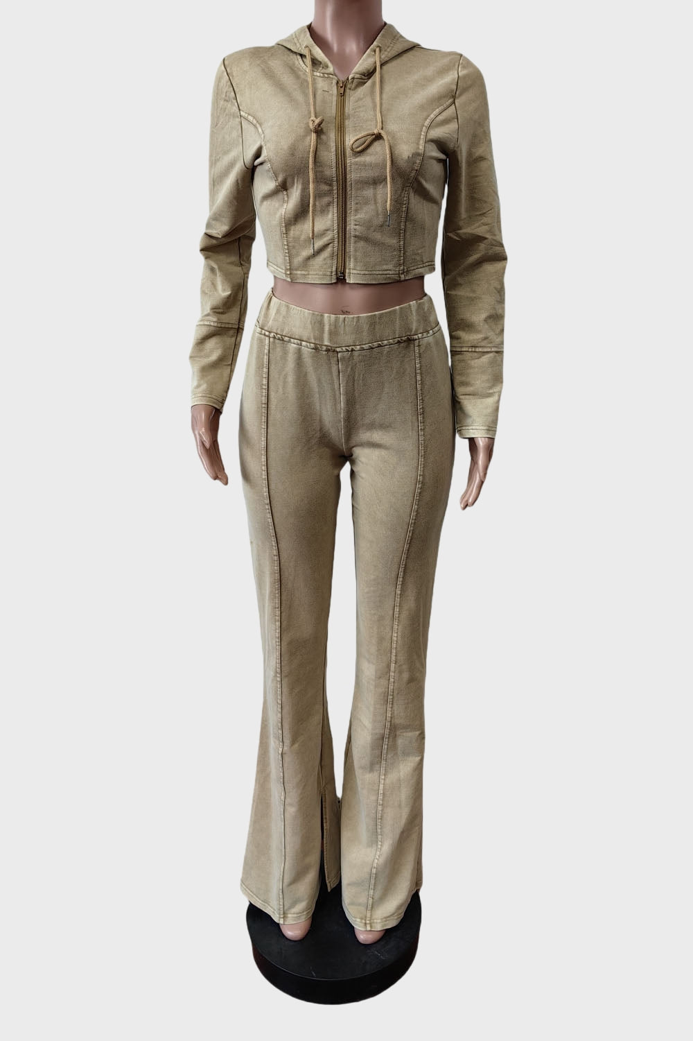 Washed Hoodie Flare Pants Set Lavish Daily