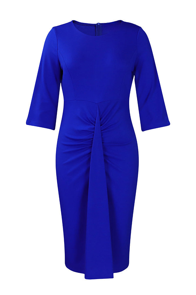 Office Pleated Pencil Dress Women's Slim Fit Lavish Daily