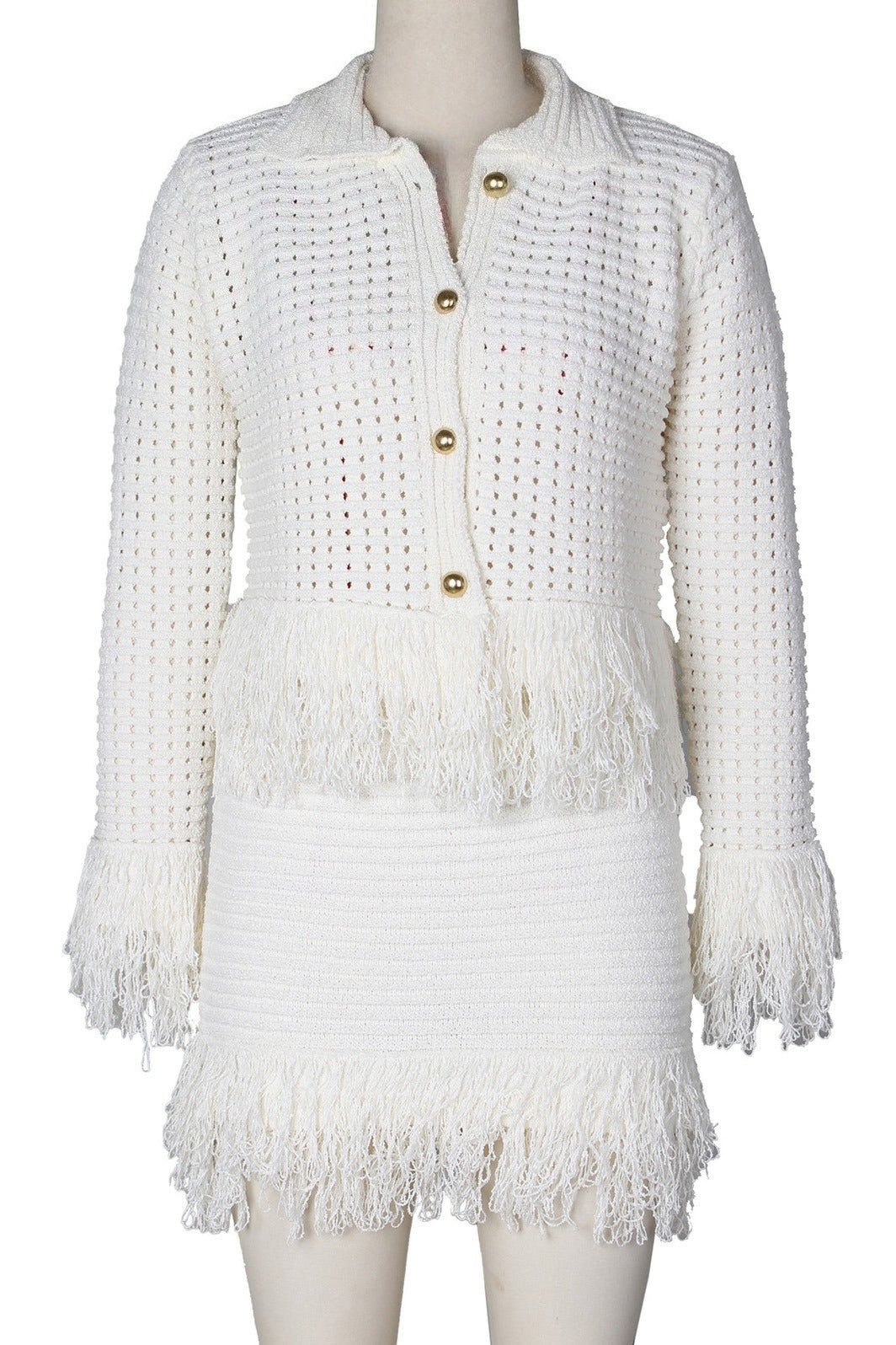 Knitted Fringe Skirt Set Lavish Daily