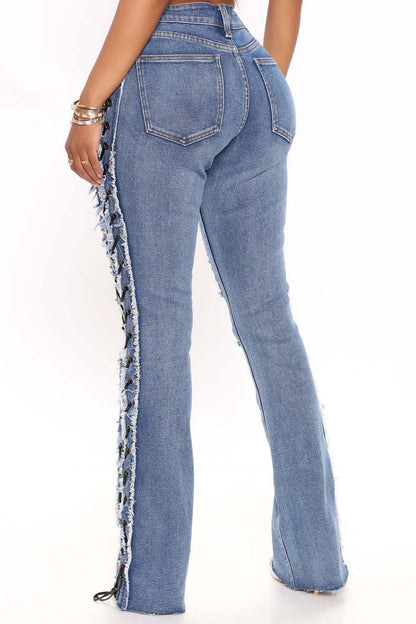 All Laced Up Mid-Rise Bootcut Jeans Lavish Daily