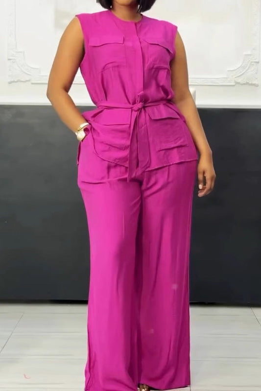 Sleeveless Tie Vest & Wide Leg Pants 2-Piece Set Lavish Daily