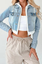 Cropped Layered Denim Jacket Lavish Daily