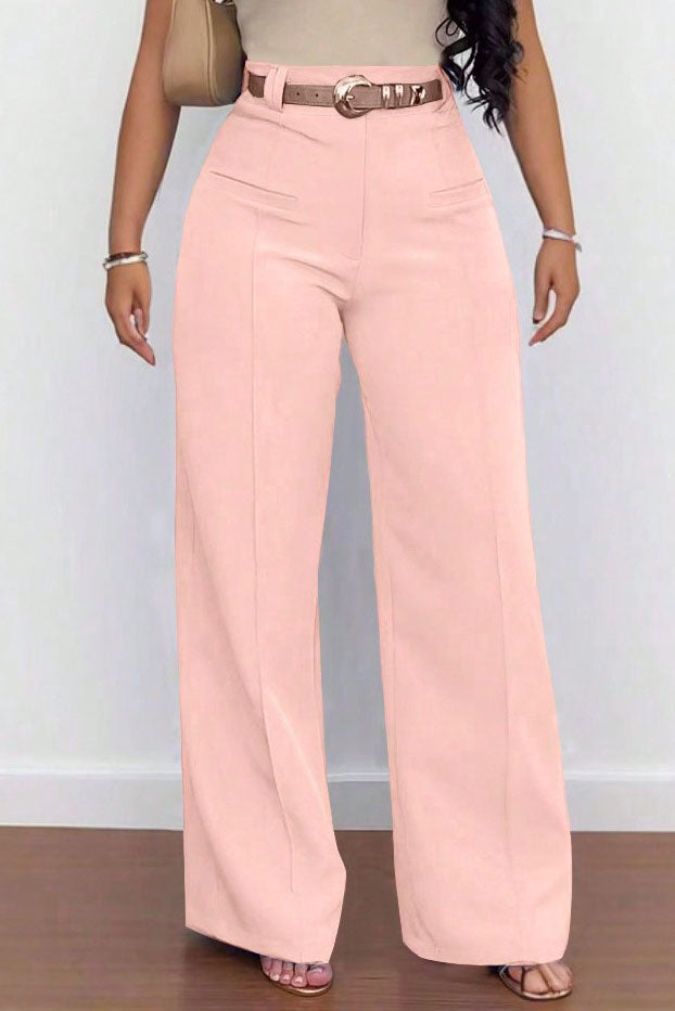 Casual Solid Color Loose Wide-Leg Pants Lavish Daily