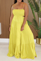 Smocked Cut Out Maxi Dress Lavish Daily