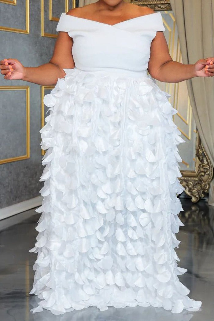 Plus Size Off Shoulder 3D Floral Maxi Dress Lavish Daily