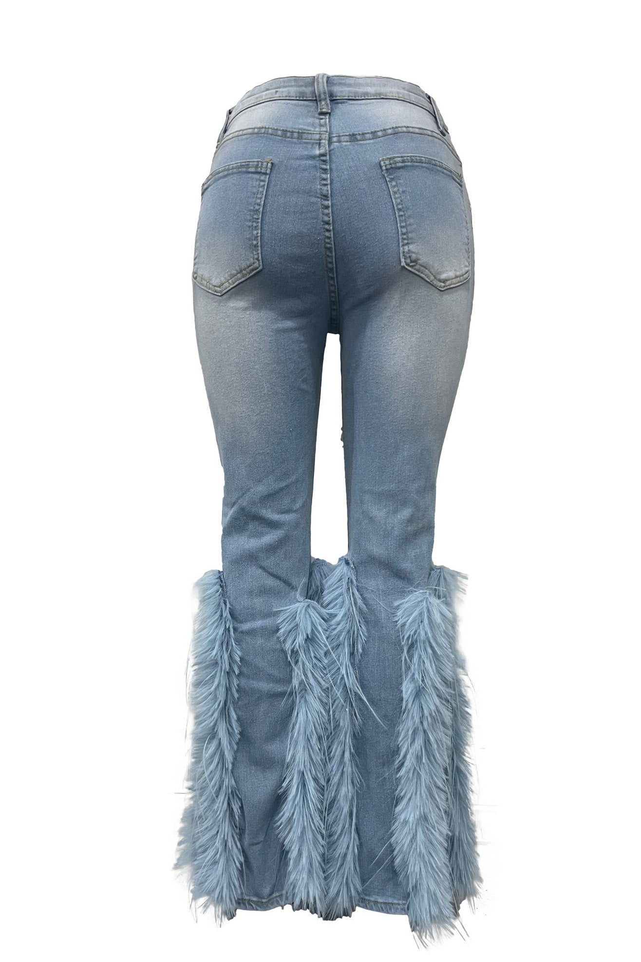Feather Detail Ripped Denim Jeans Lavish Daily