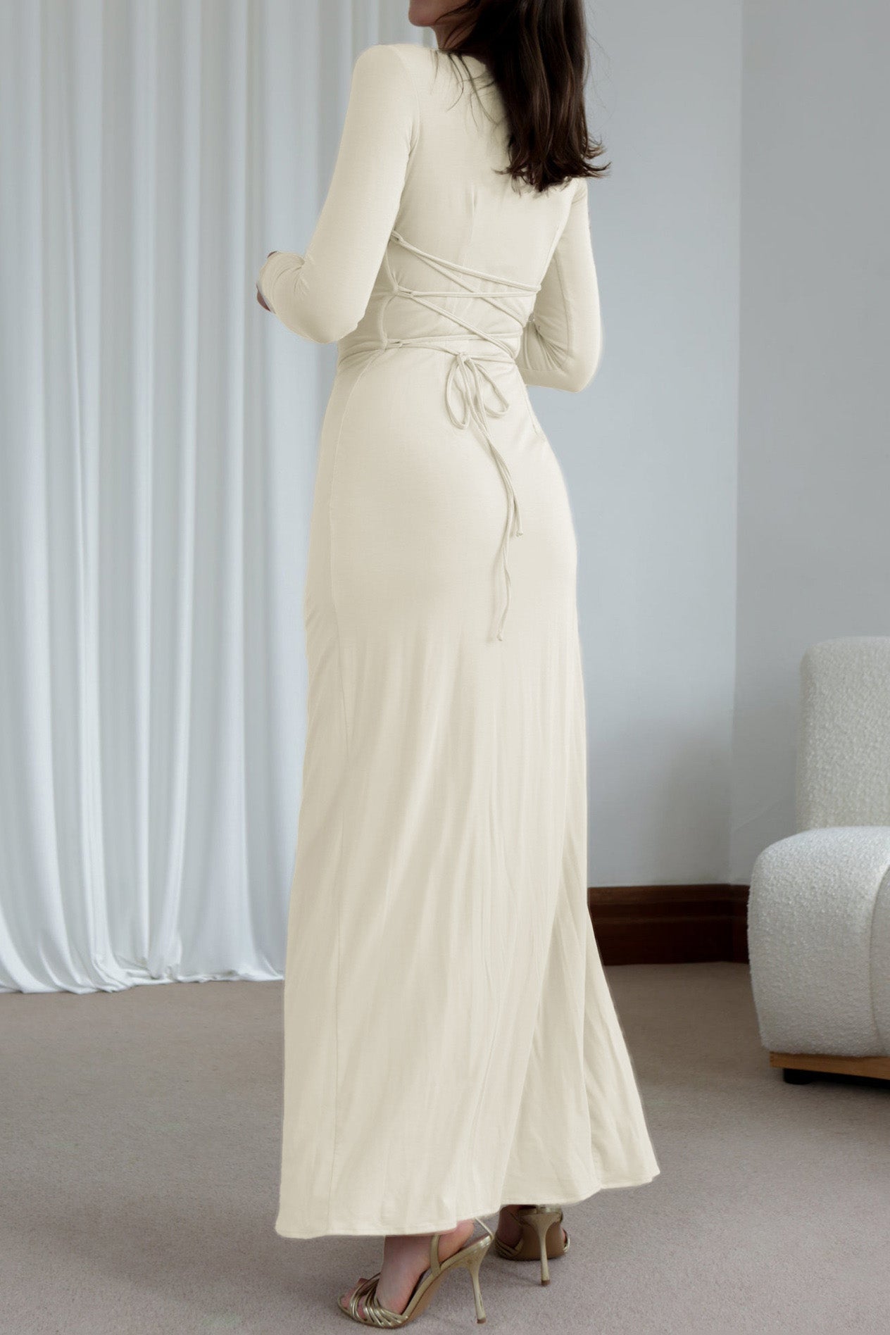 Long Sleeve Knot Detail Maxi Dress Lavish Daily