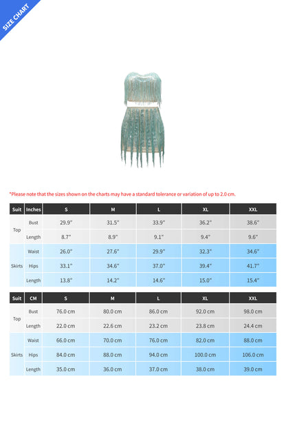 Strapless Top & Fringe Skirt Set Lavish Daily