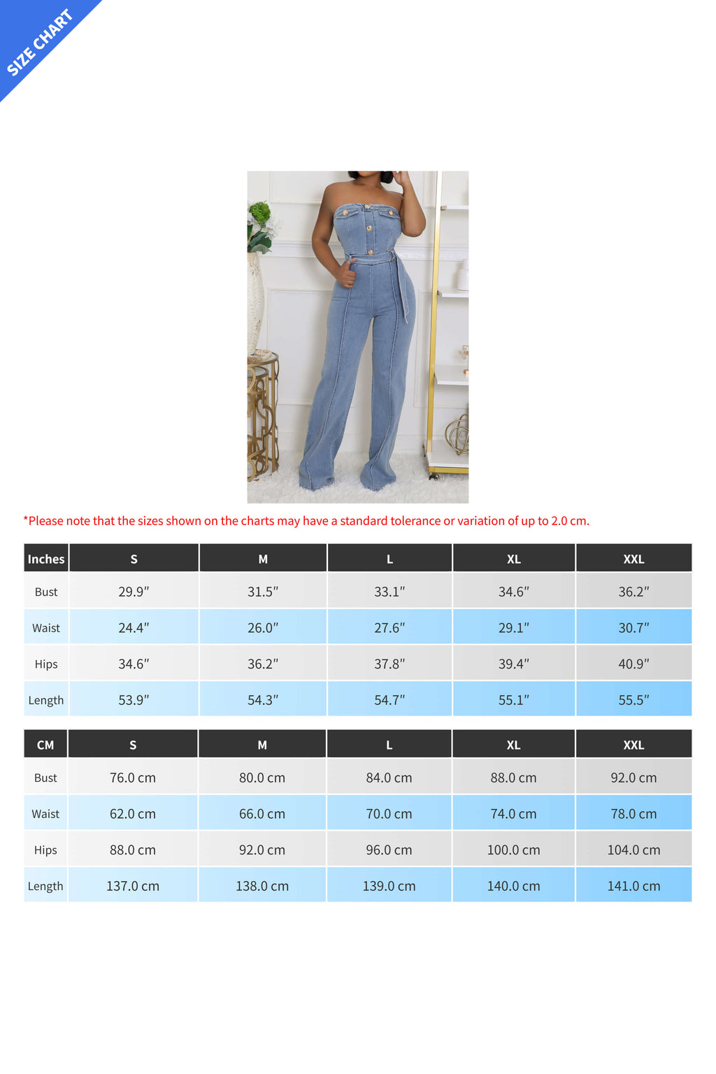 Strapless Slim Fit Washed Denim Jumpsuit Lavish Daily