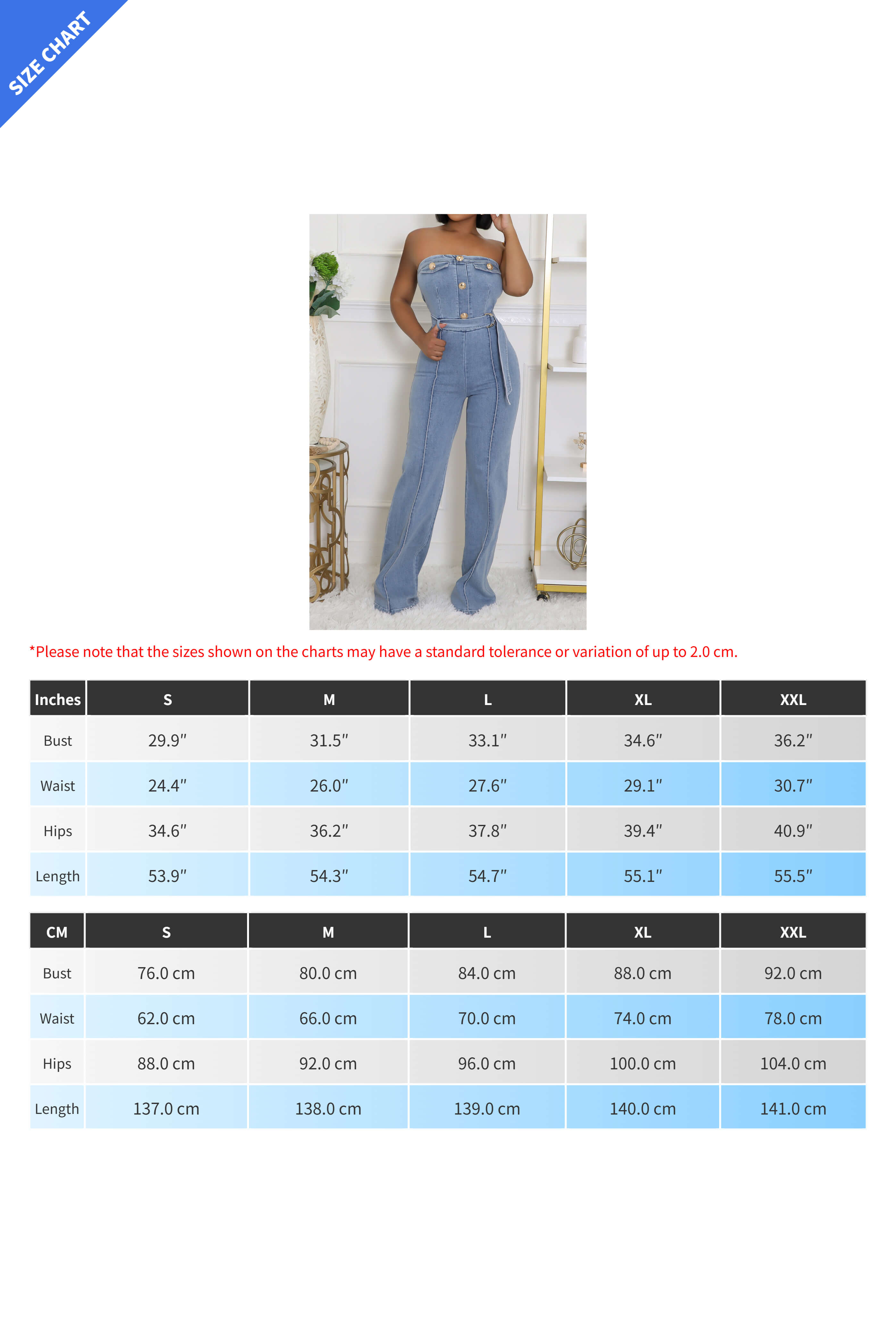Strapless Slim Fit Washed Denim Jumpsuit Lavish Daily