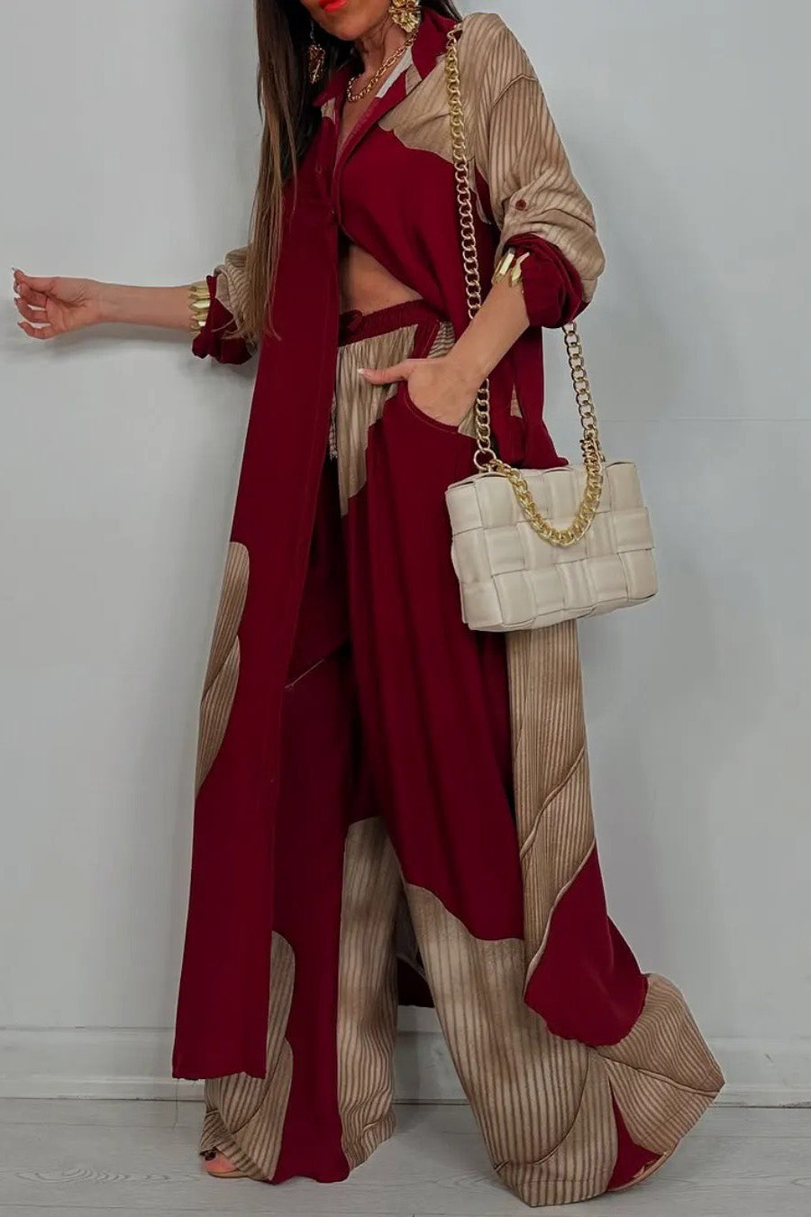 Colorblock Loose Shirt & Pants Set Lavish Daily