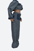 Contrast Cropped Jacket & Pant Set Lavish Daily