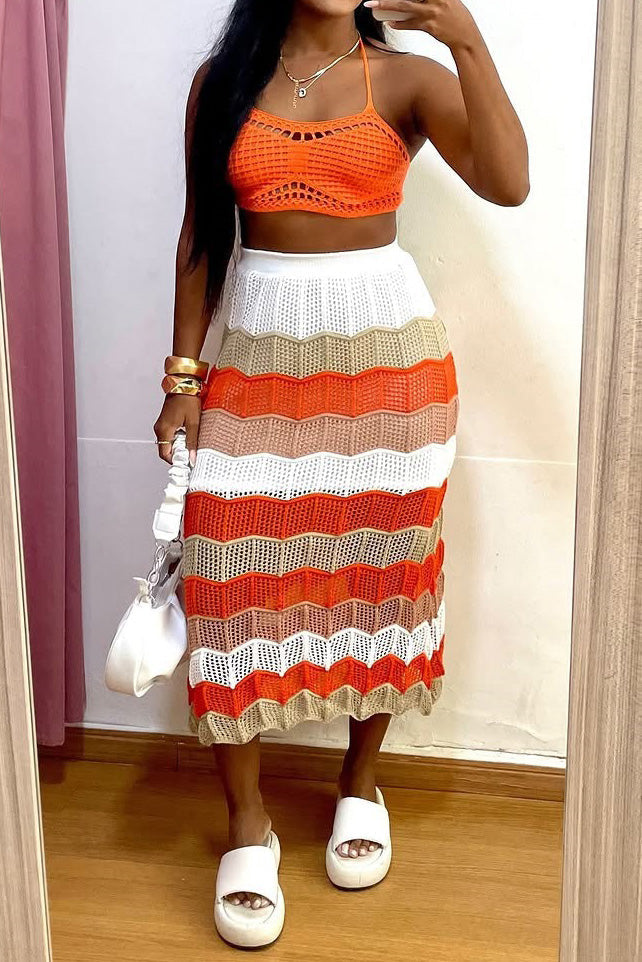 Multi Colour Stripe Knitted Sets Lavish Daily