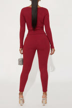 Solid Lace-Up Top & Pants Set Lavish Daily