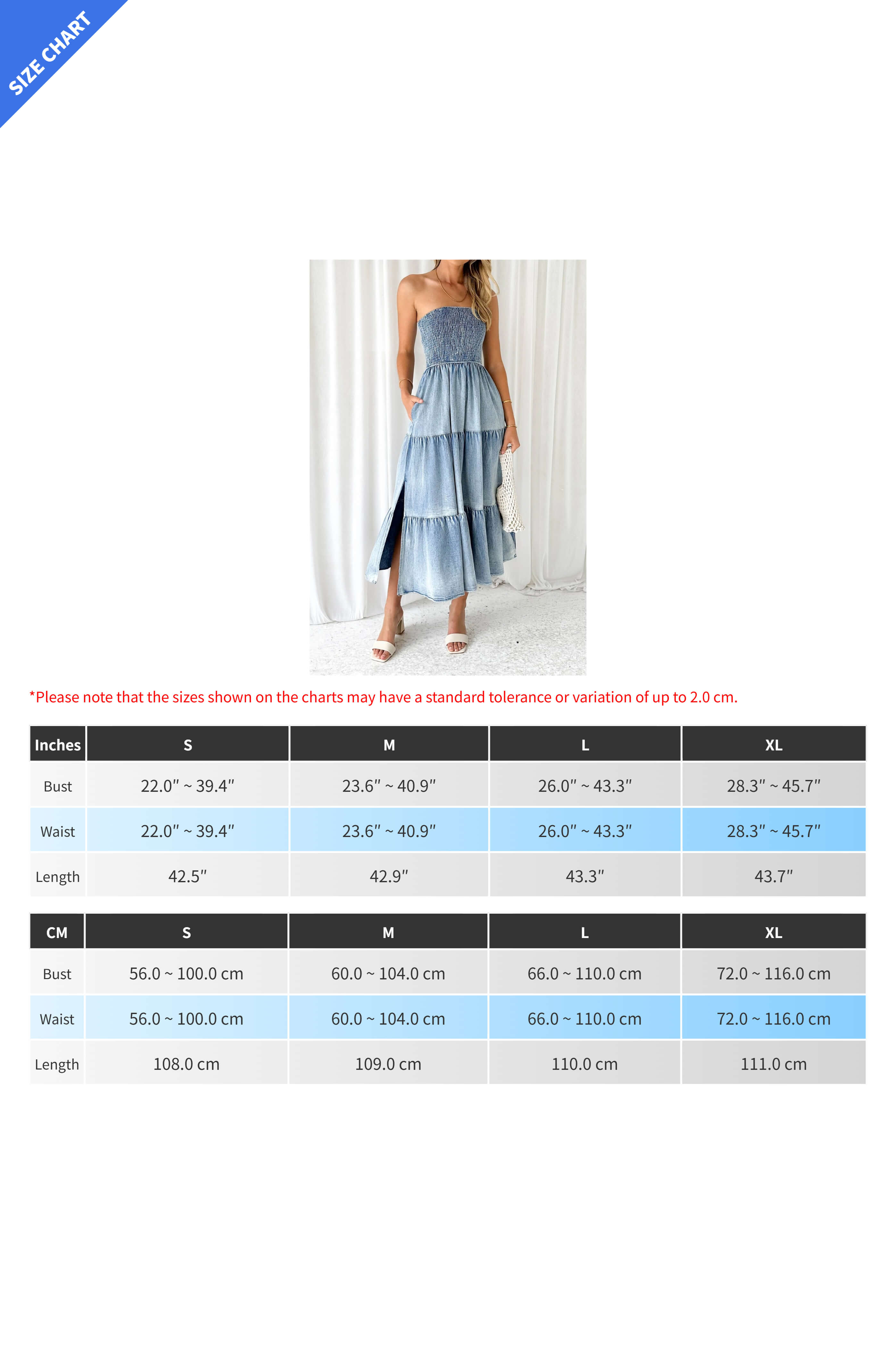 Strapless Side Slit Layered Denim Dress Lavish Daily