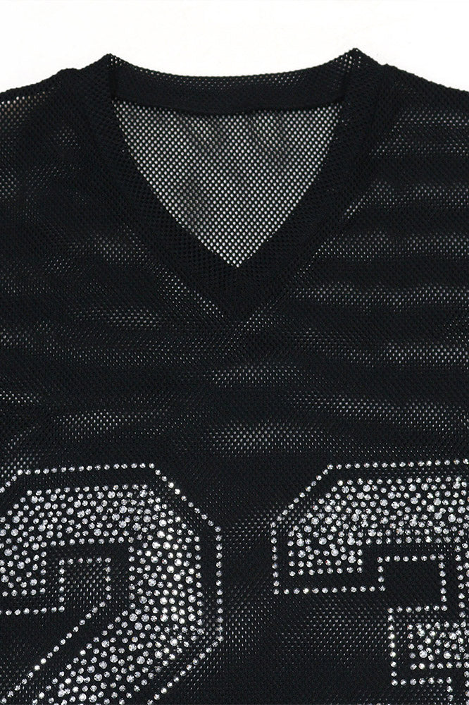 Rhinestone 23 Sheer Mesh Jersey Tunic Lavish Daily