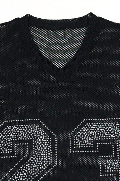 Rhinestone 23 Sheer Mesh Jersey Tunic Lavish Daily