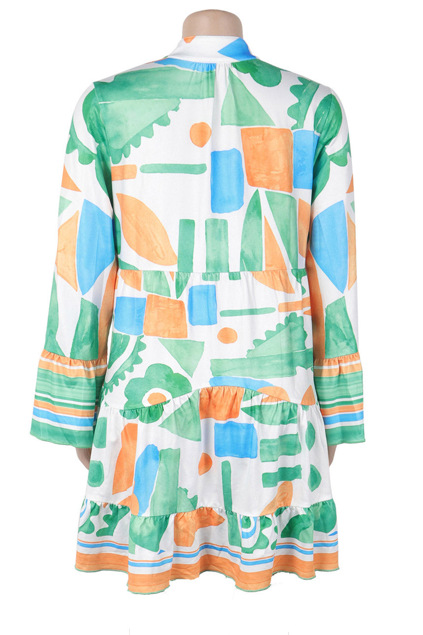 Floral Print V-Neck Colorblock Midi Dress Lavish Daily