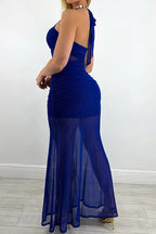 Mesh Sleeveless Tie Slit Dress Lavish Daily