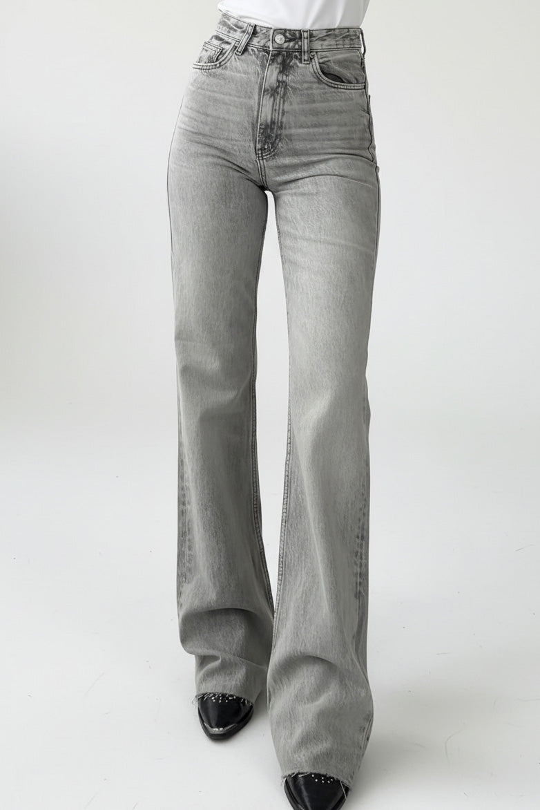 High Waist Washed Straight Leg Jeans Lavish Daily