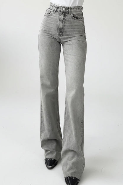High Waist Washed Straight Leg Jeans Lavish Daily