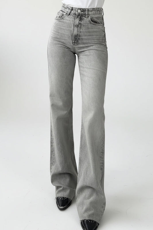 High Waist Washed Straight Leg Jeans Lavish Daily