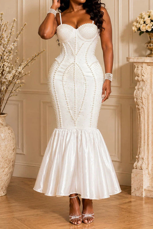 Pearl Embellished Mermaid Midi Dress Lavish Daily