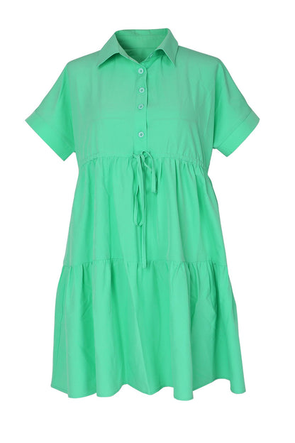 Tiered Button-Down Babydoll Mini Dress Lavish Daily