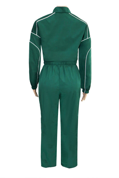 Contrast Piping Zip Pant Set Lavish Daily