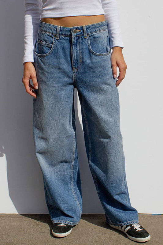 High Waist Vintage Wash Straight Leg Jeans Lavish Daily