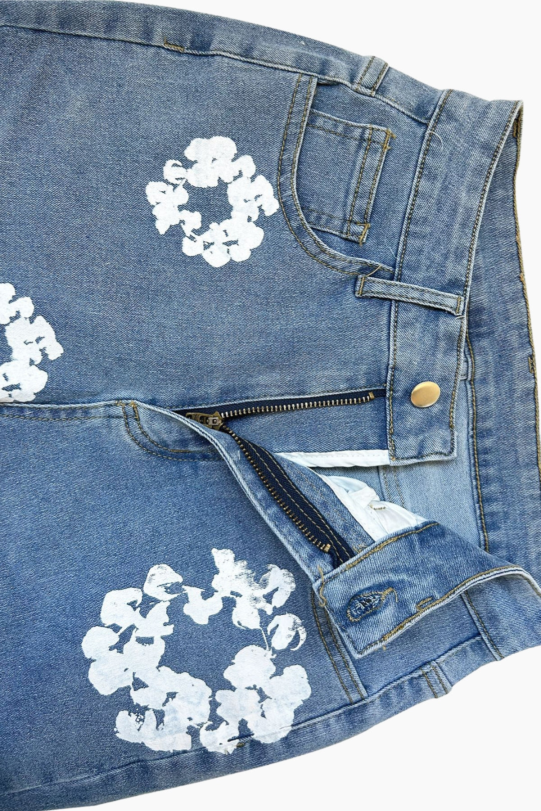 Flower Denim Jeans Lavish Daily