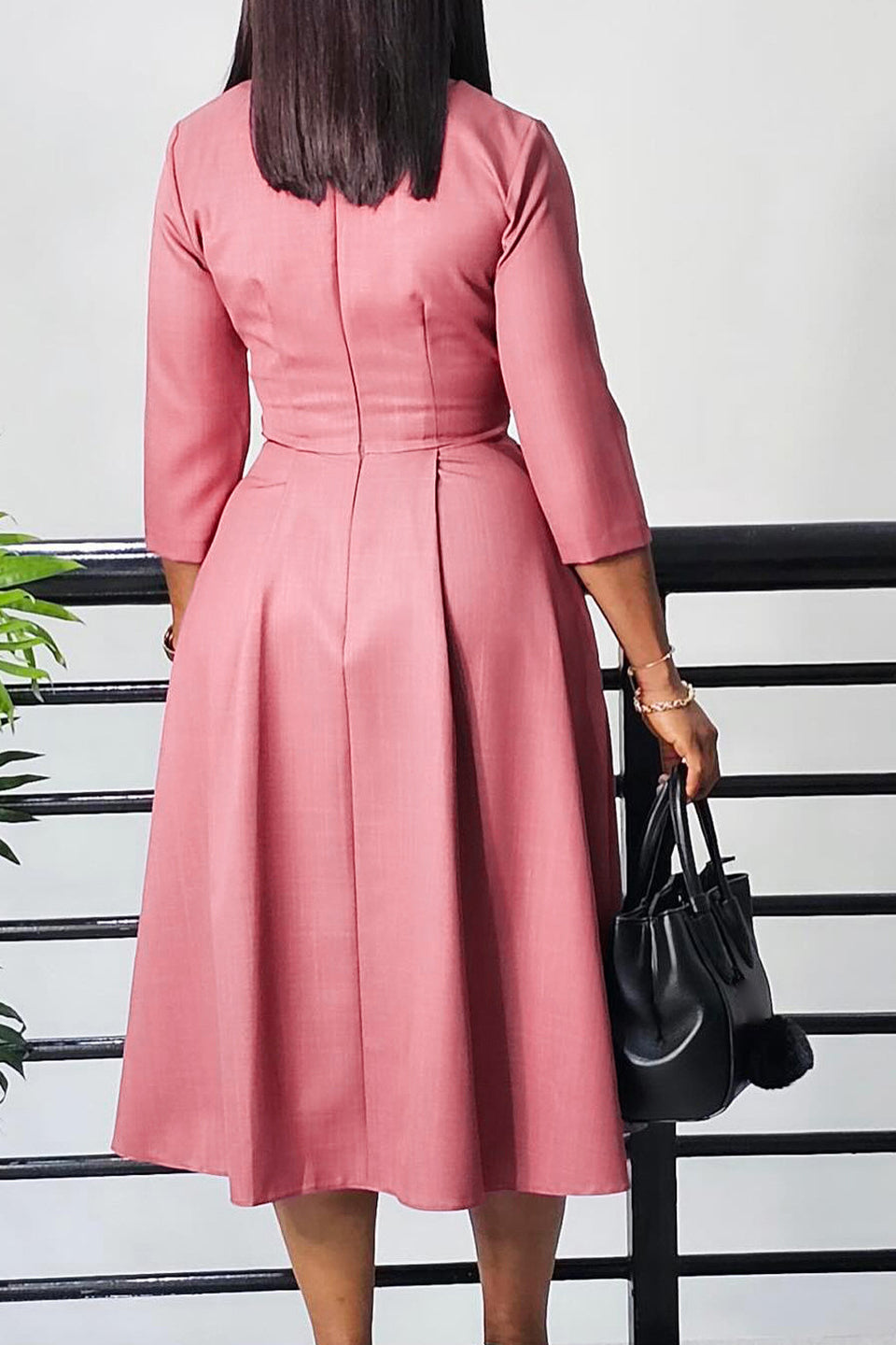 Elegant Solid Pleated Dress Lavish Daily